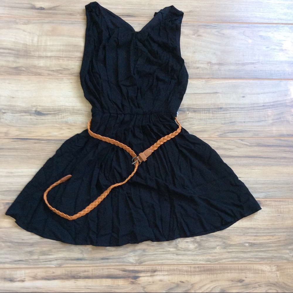 Black dress with belt